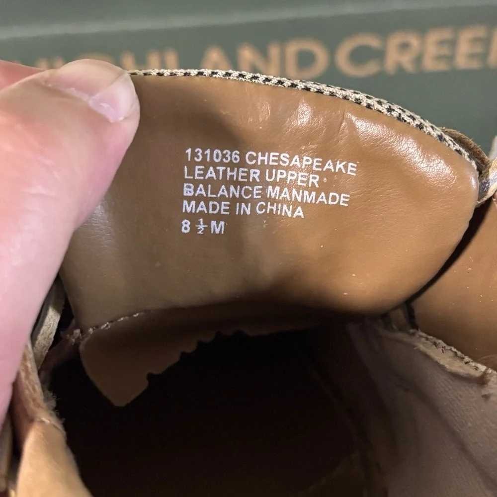 Highland Creek Belize Tan Beige Leather Boat Dock Shoes Men/Women 8 1/2 M -2